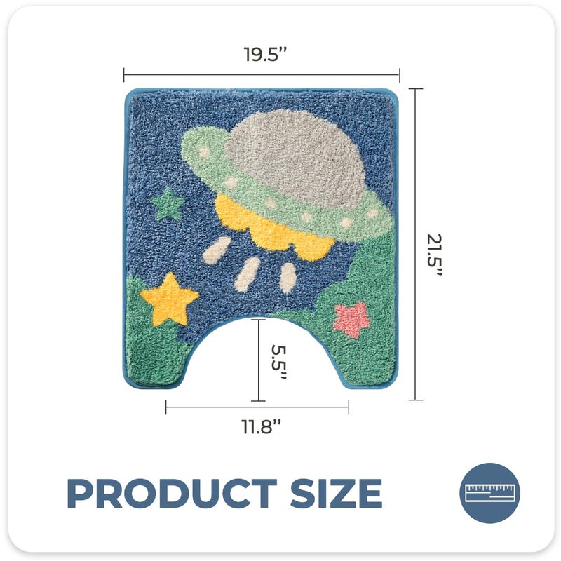 Tyrafry Cute Toilet Rug U Shaped  Microfiber Bathroom Toilet Rugs Non Slip Bath Mat Toliet Rug Machine Washable Absorbent Bathroom Rugs 20 x 22 Inches  Rocket - Image 1