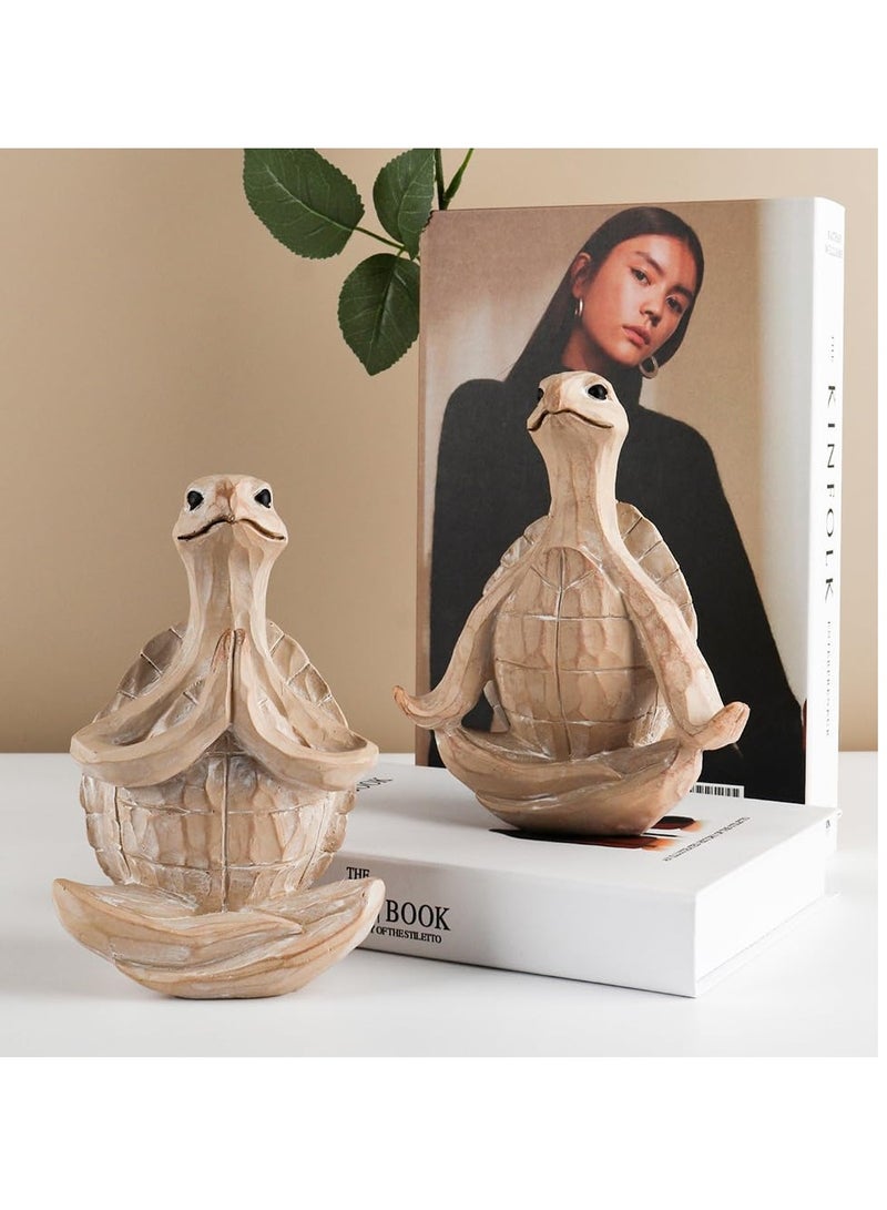 Excefore Sea Turtle Meditating Yoga Figurines, Yoga Sea Turtle Figurine Statues for Meditating, for Living Room Office Bedroom Decoration and Spiritual Garden Room (Wood color) - Image 2