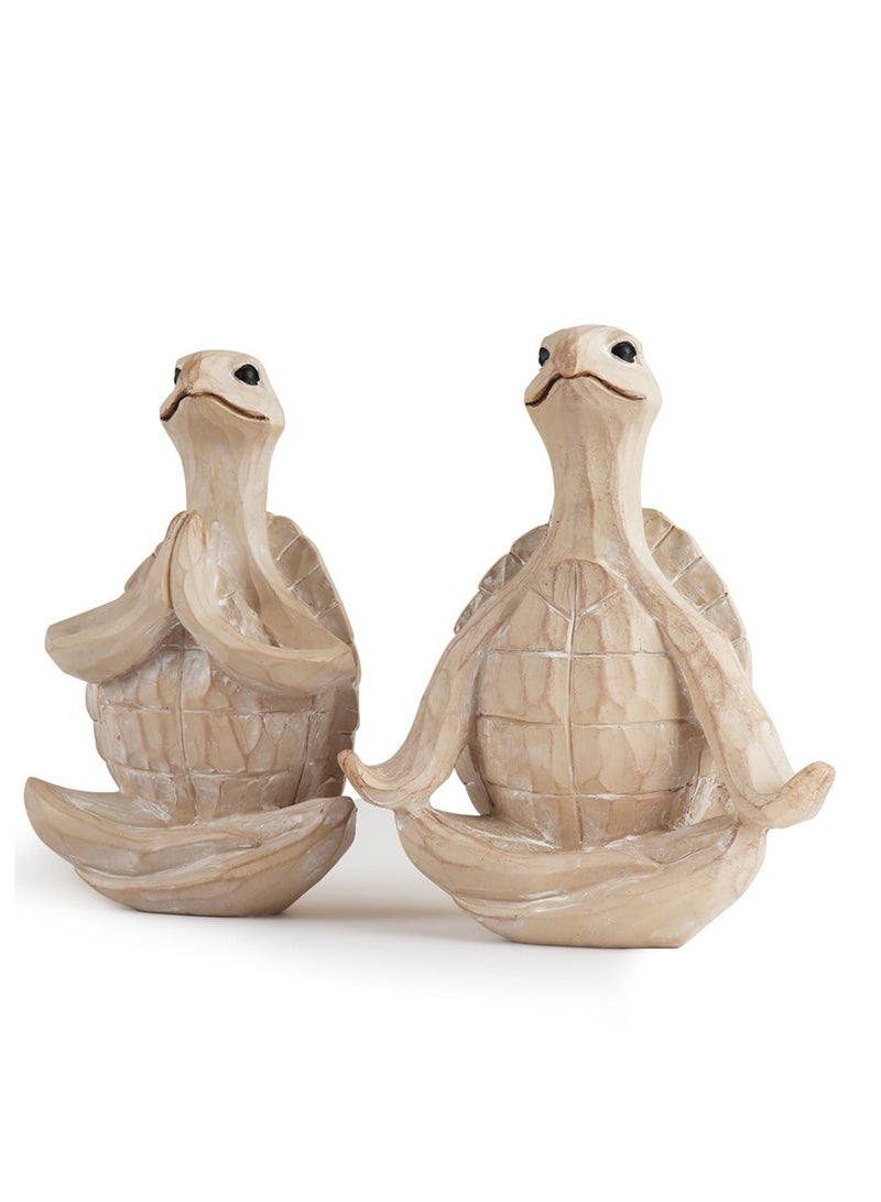 Excefore Sea Turtle Meditating Yoga Figurines, Yoga Sea Turtle Figurine Statues for Meditating, for Living Room Office Bedroom Decoration and Spiritual Garden Room (Wood color) - Image 1