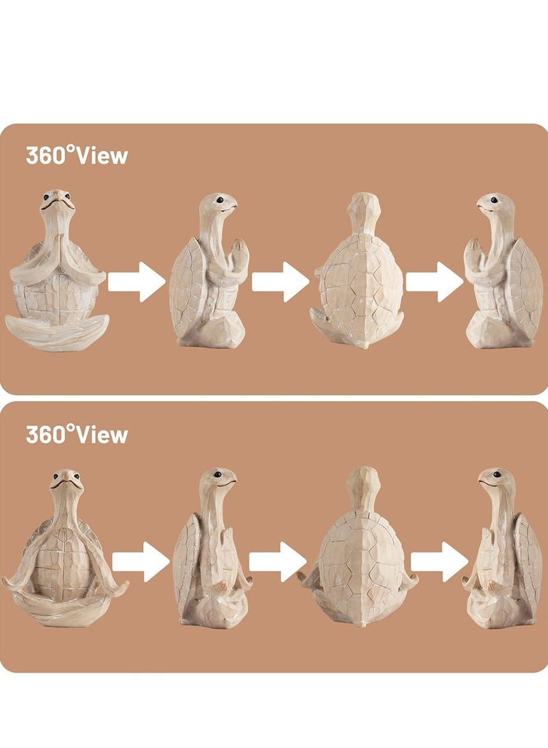 Excefore Sea Turtle Meditating Yoga Figurines, Yoga Sea Turtle Figurine Statues for Meditating, for Living Room Office Bedroom Decoration and Spiritual Garden Room (Wood color) - Image 4