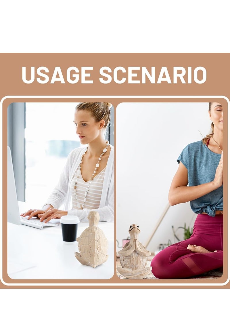 Excefore Sea Turtle Meditating Yoga Figurines, Yoga Sea Turtle Figurine Statues for Meditating, for Living Room Office Bedroom Decoration and Spiritual Garden Room (Wood color) - Image 5