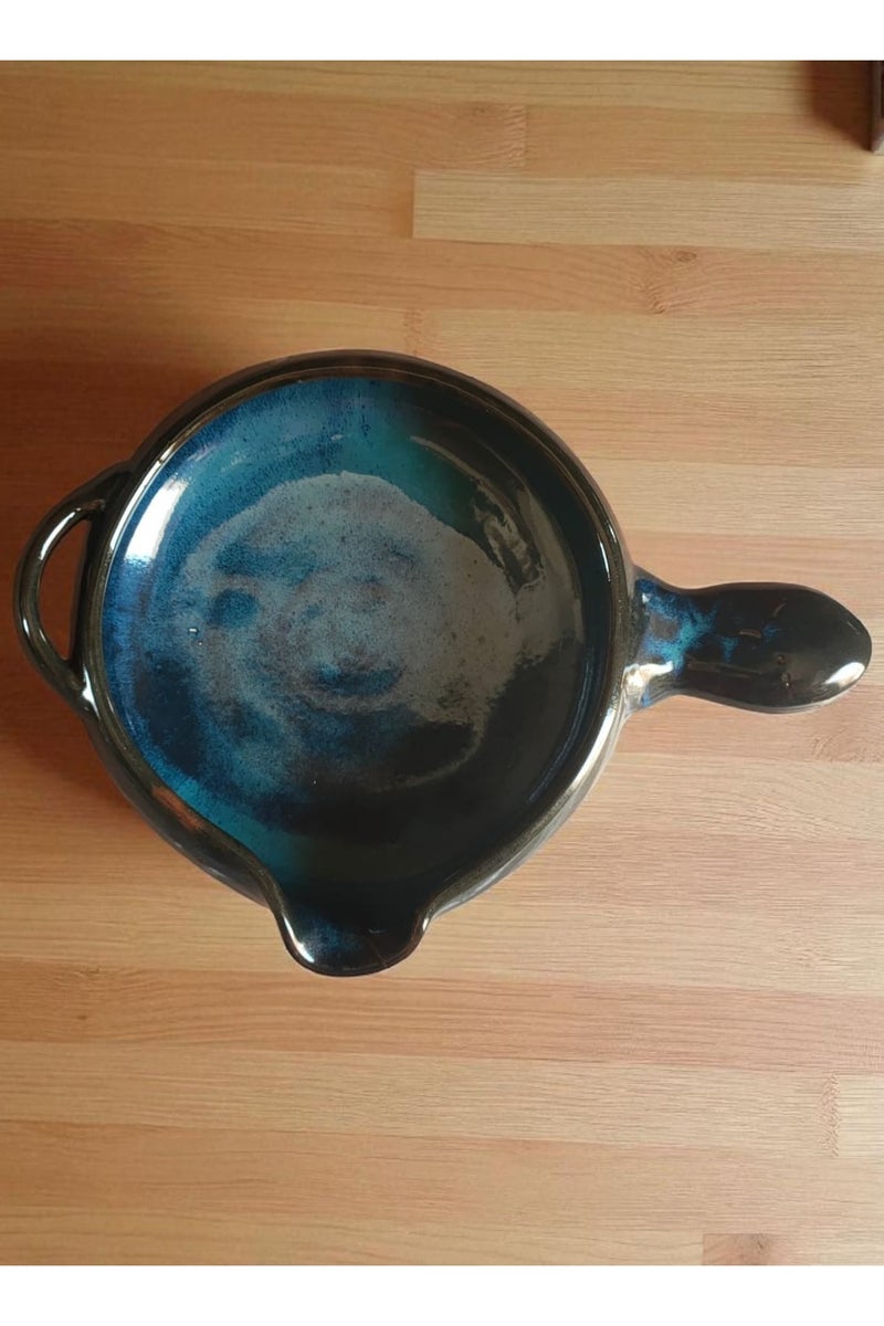 color zone pottery Frying pan - a bowl made of earthenware and porcelain that can be used in the microwave, inside the oven, and for soup. Multi-purpose - size 20 cm. - Image 1