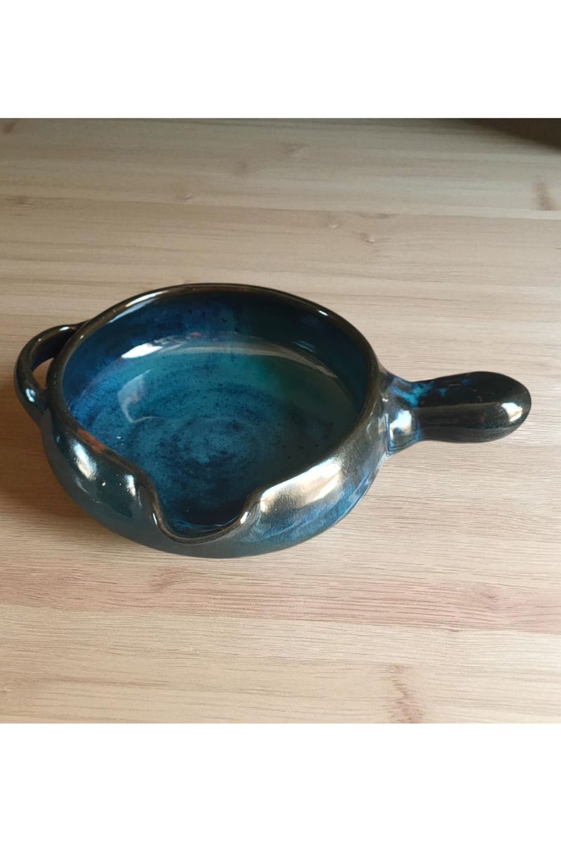 color zone pottery Frying pan - a bowl made of earthenware and porcelain that can be used in the microwave, inside the oven, and for soup. Multi-purpose - size 20 cm. - Image 3