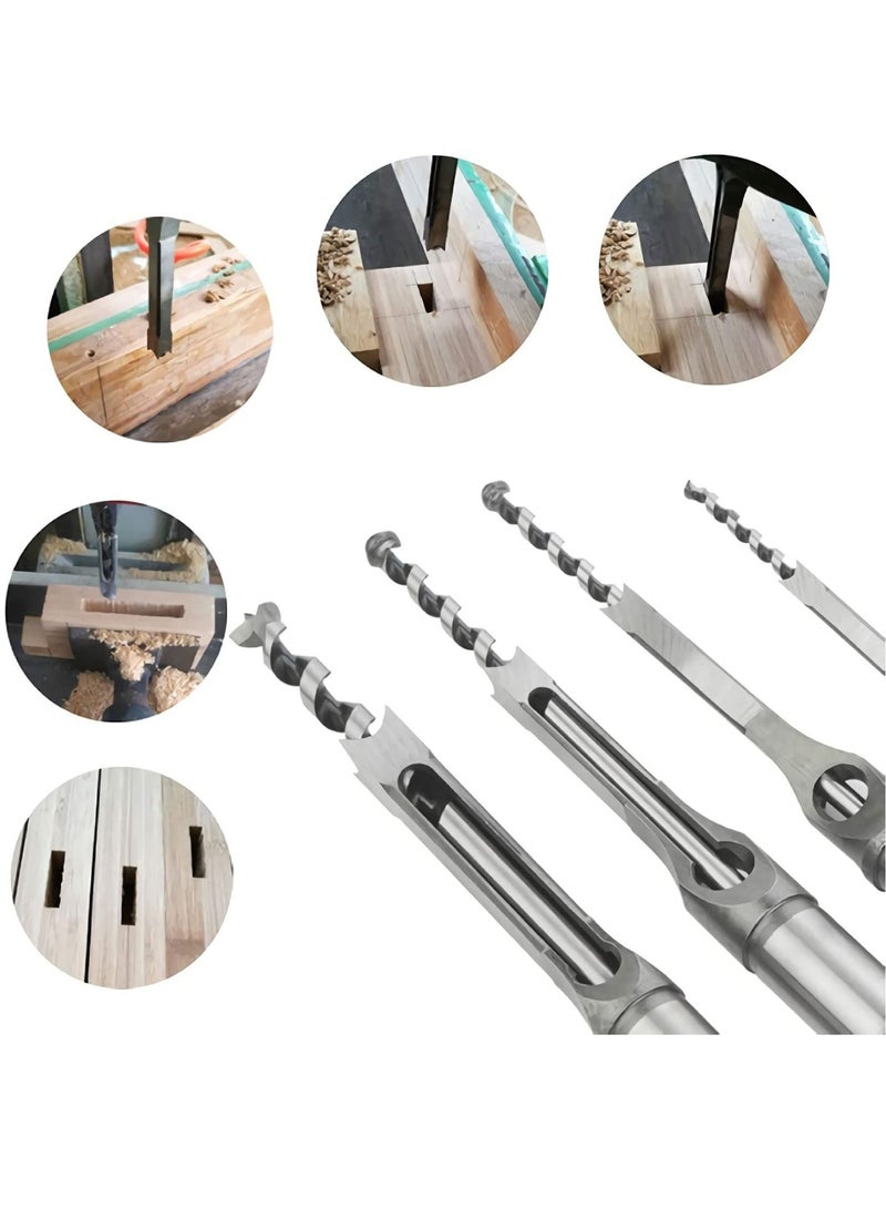Square Hole Drill Bits for Wood, 4 PCS Woodworking Saw Mortising Chisel Bits,(Size: 6.4mm/8mm/9.5mm/12.7mm) - Image 5