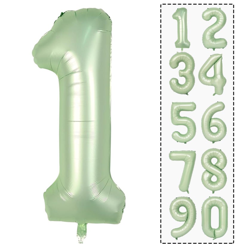 HEIPINIUYE Number 1 Balloon 40 Inch Sage Green Number Balloon Foil Mylar Balloon for Boys Girls 1st Birthday Wedding Anniversary Jungle Party Decoration Supplies large Number Balloons - Image 2