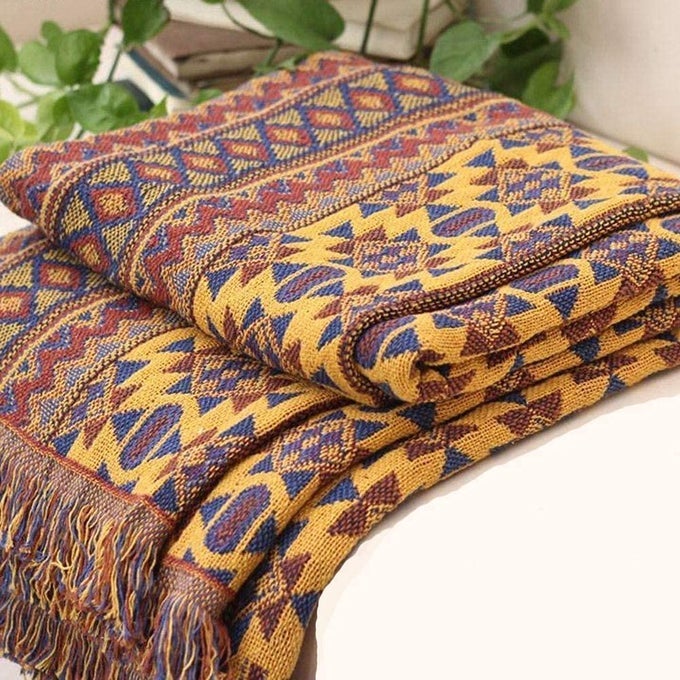 BOHEMIAN SOFA LARGE THROW BLANKET WITH TASSELS FOR 2 3 SEATER 100 HANDWOVEN COTTON KNITTED ARMCHAIR SETTEES THROW FOR COUCH AND BED 180 340CM