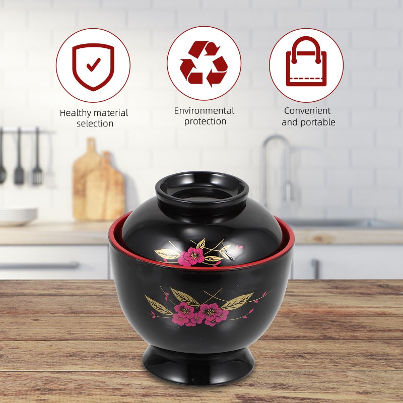 1 Set Noodle Storage Bowl Japanese Style Food Bowl Household Soup Bowl with Cover - Image 1