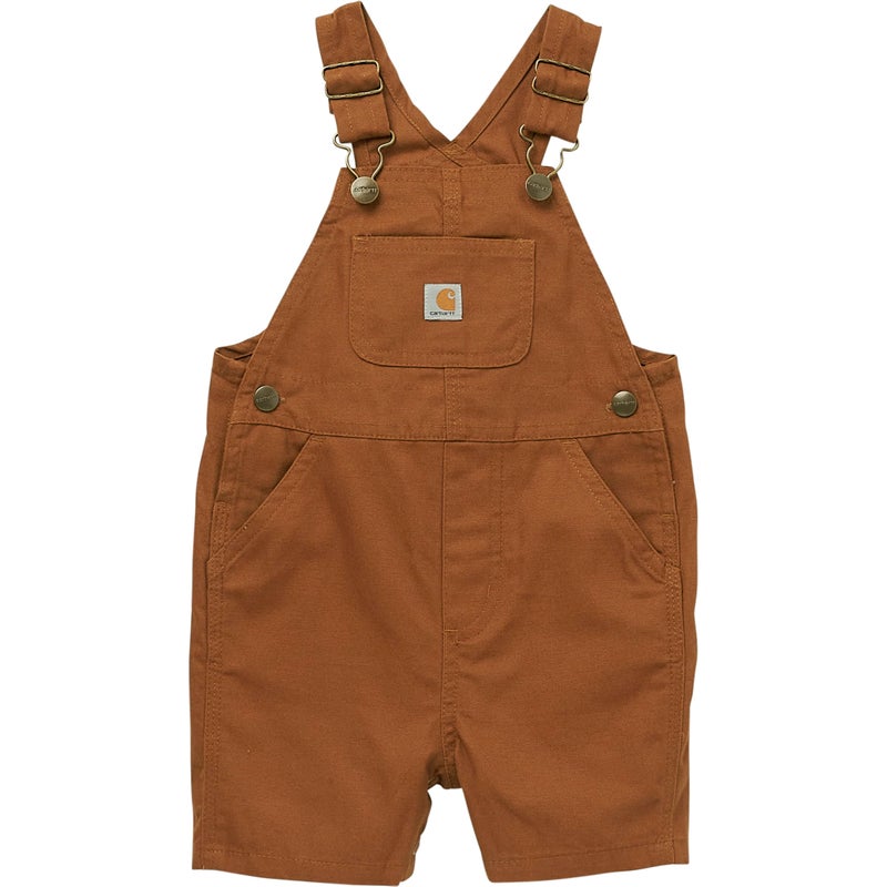 Carhartt Baby Loose Fit Overall Shorts Canvas Shortalls, Carhartt Brown, 3 Toddler - Image 3