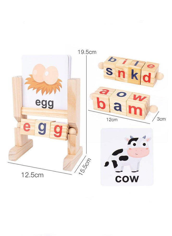 joyzzz - Montessori Wooden Kids Flash Card Rotating Alphabet Puzzle for Preschool Boys and Girls - Image 1