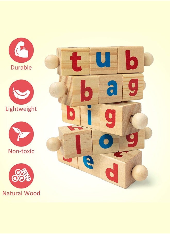 joyzzz - Montessori Wooden Kids Flash Card Rotating Alphabet Puzzle for Preschool Boys and Girls - Image 1