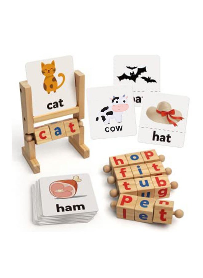 joyzzz - Montessori Wooden Kids Flash Card Rotating Alphabet Puzzle for Preschool Boys and Girls - Image 1