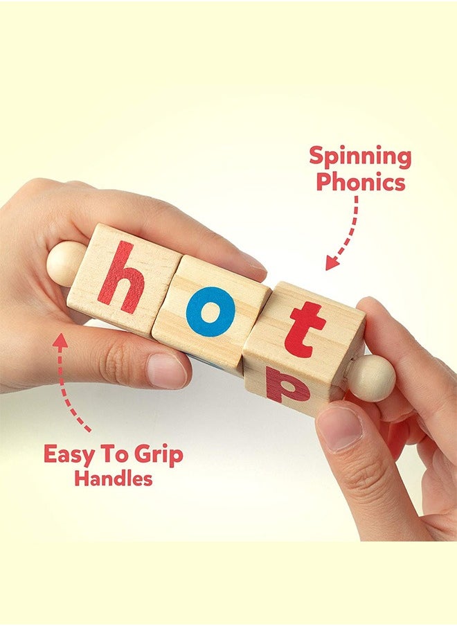 joyzzz - Montessori Wooden Kids Flash Card Rotating Alphabet Puzzle for Preschool Boys and Girls - Image 1