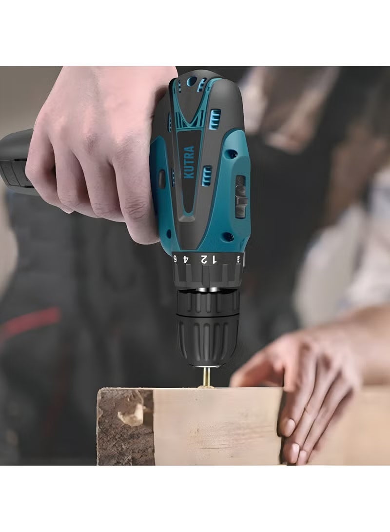 Kutra 24Pcs 12V Cordless Drill Set | 2-Speed Powerful Electric Drill | 10mm Chuck | Rechargeable Power Drill Kit | Indoor & Outdoor - Image 4