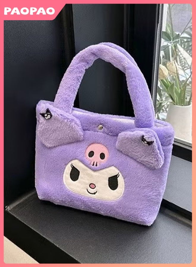 Pao pao Purple Kuromi Shoulder Bag, Plush Bag, Messenger Bag, Bucket Bag, Storage Bag - Image 1