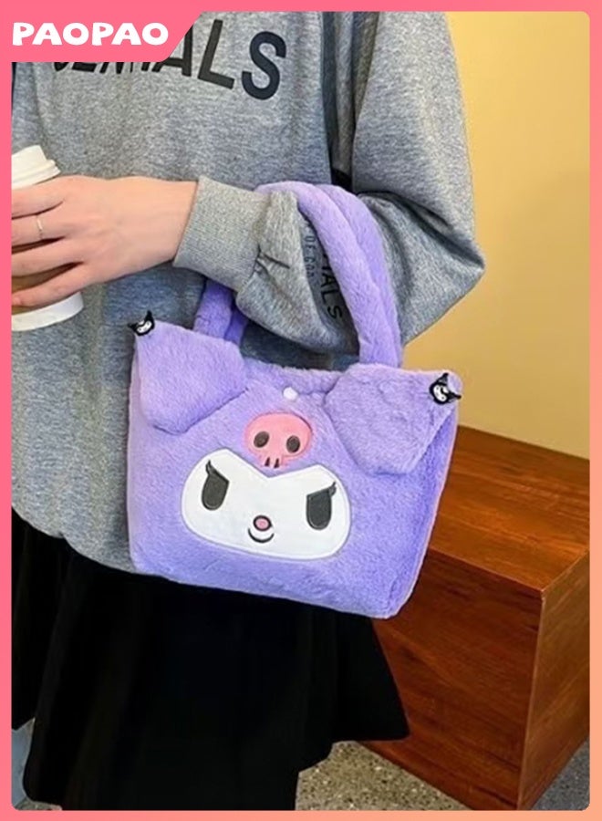 Pao pao Purple Kuromi Shoulder Bag, Plush Bag, Messenger Bag, Bucket Bag, Storage Bag - Image 2