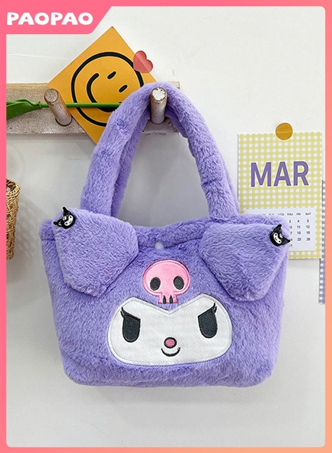 Pao pao Purple Kuromi Shoulder Bag, Plush Bag, Messenger Bag, Bucket Bag, Storage Bag - Image 4