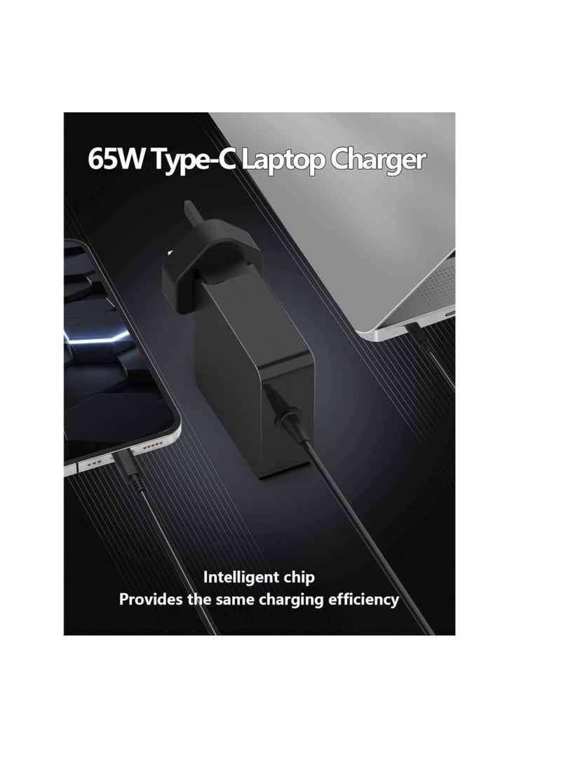 Terabyte Universal 65W USB C Charger - USB C Laptop Charger : for Huawei/Lenovo/HP/Asus/Dell/Samsung/Acer/Mac Book pro And All Computer or Smart Phones, Fast Type C AC Power Adapter Cord - Image 2