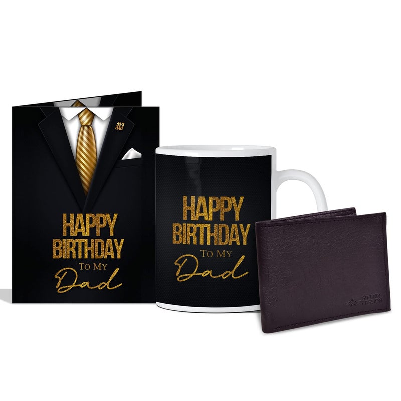 GIFT MY PASSION GIFT MY PASSION Happy Birthday To My Dad Greeting Card Mens Wallet Coffee Mug 350 ml birthday dad gift