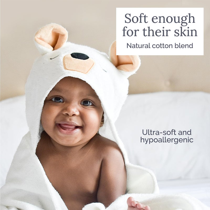 Natemia Premium Ultra Soft Hooded Baby Towel - Grey Raccoon Animal Design - Newborn to Toddler - Made in Turkey - Image 4