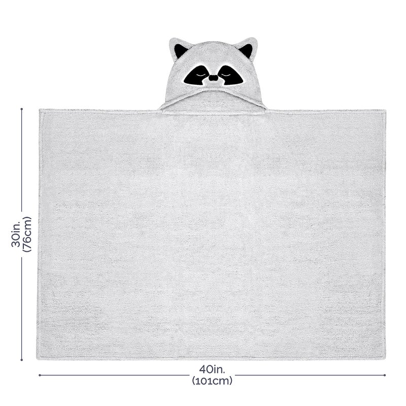 Natemia Premium Ultra Soft Hooded Baby Towel - Grey Raccoon Animal Design - Newborn to Toddler - Made in Turkey - Image 2