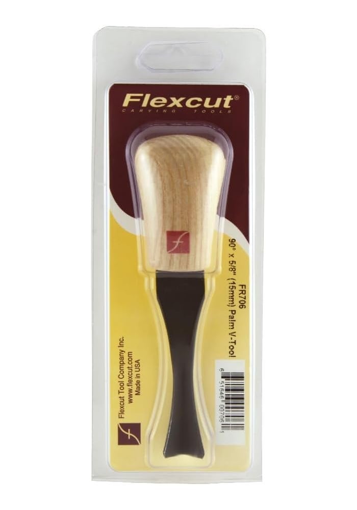 Flexcut Palm V-Tool with High Carbon Steel Blade and Solid Ash Handle - 5/8 Inch, 90 Degrees - Image 3