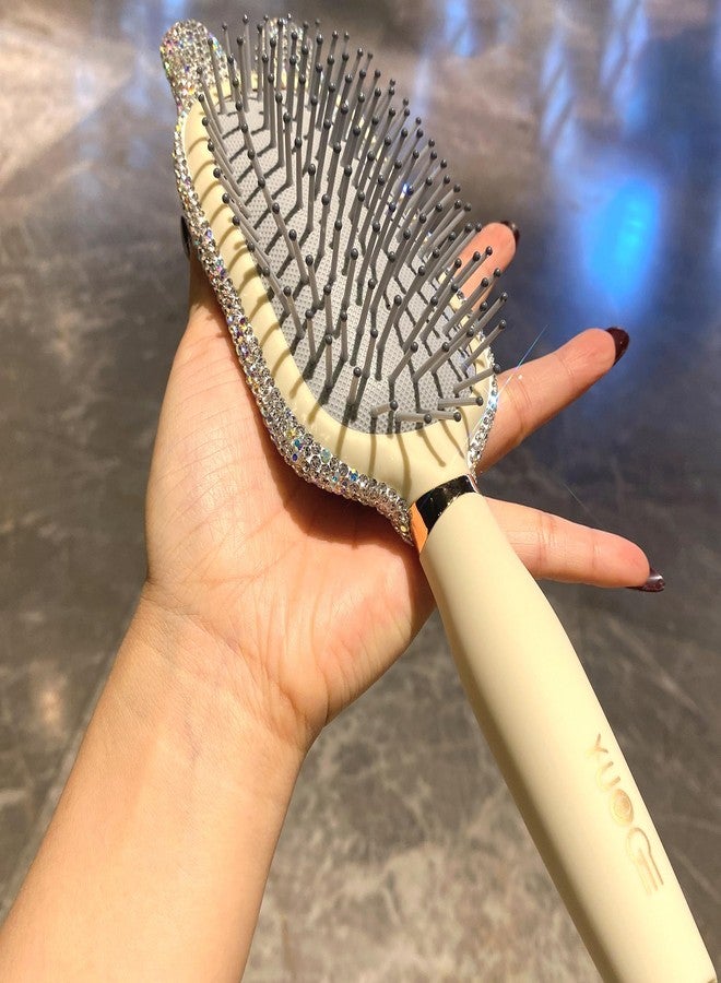 Bestbling Bling Rhinestone Portable Anti-Static Cushion Hair Brush for Women - High-End Massage Scalp Airbag Brush for Long Hair - Detangling & Volumizing Comb (Silver) - Image 5