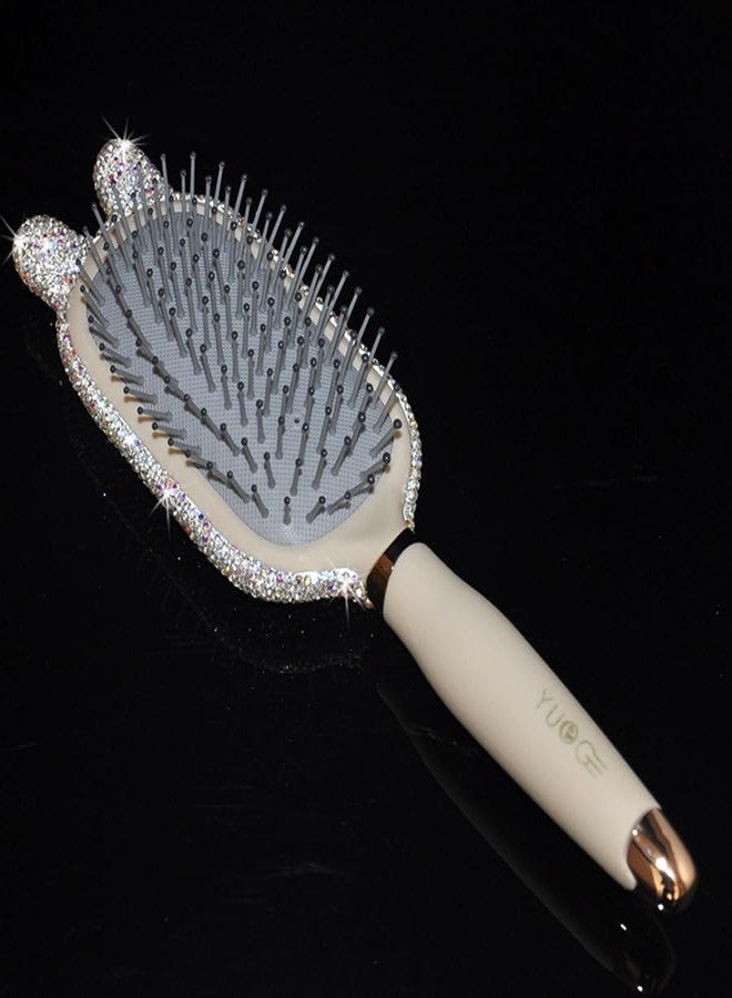 Bestbling Bling Rhinestone Portable Anti-Static Cushion Hair Brush for Women - High-End Massage Scalp Airbag Brush for Long Hair - Detangling & Volumizing Comb (Silver) - Image 3