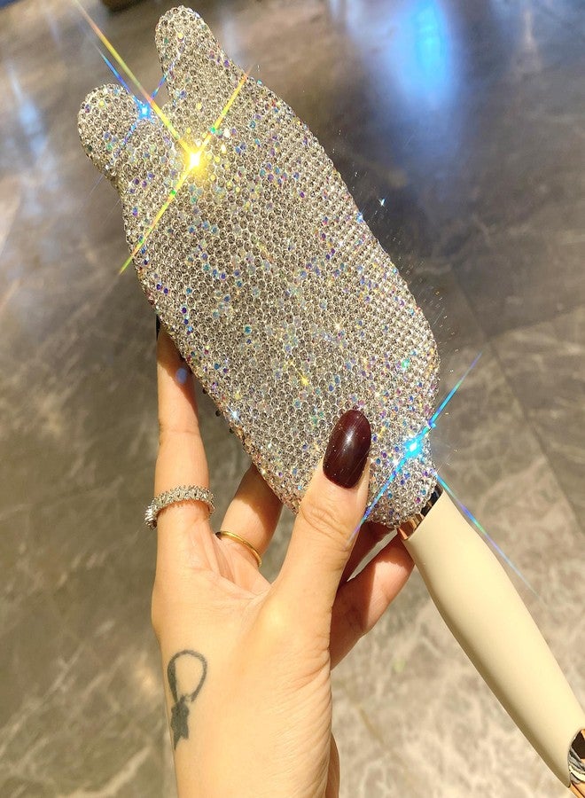 Bestbling Bling Rhinestone Portable Anti-Static Cushion Hair Brush for Women - High-End Massage Scalp Airbag Brush for Long Hair - Detangling & Volumizing Comb (Silver) - Image 4
