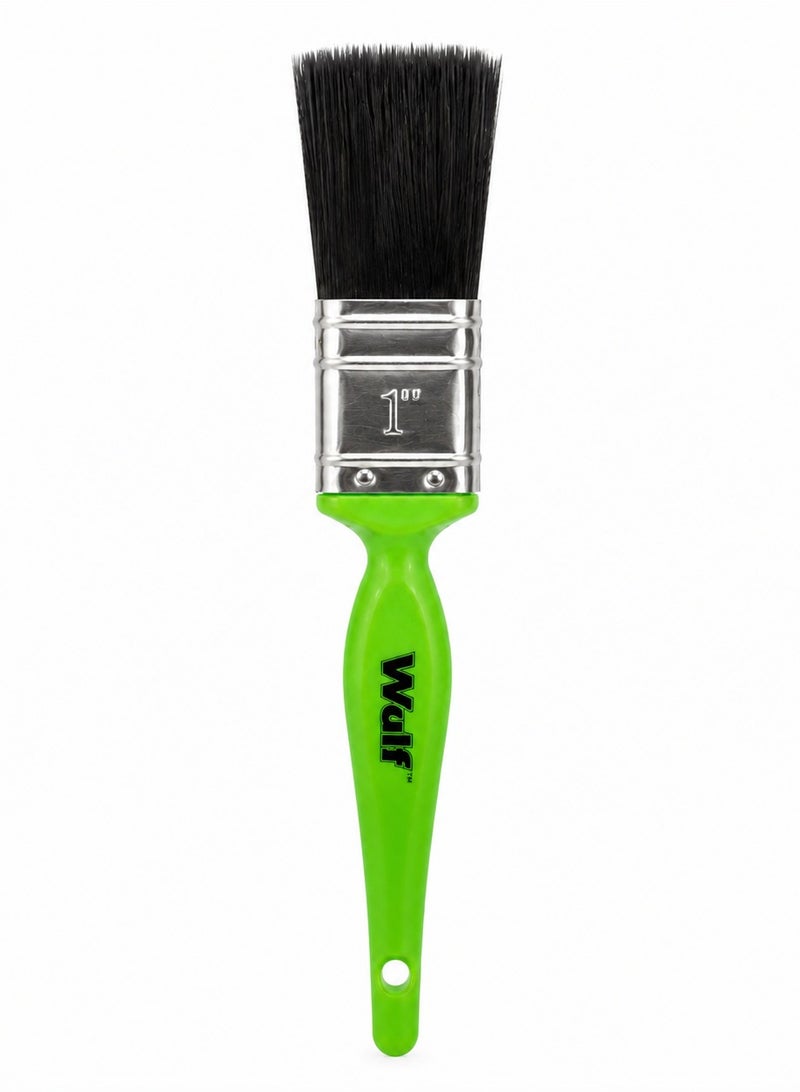 Wulf Professional Paint Brush 1 Inch Flat Bristle Brush for Wall Paint Wood Varnish Acrylic Oil Painting Smooth Finish Durable Handle for Home DIY & Professional Decorating - Image 1