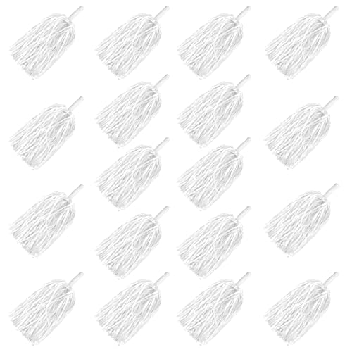 KDPATFAV 18PCS Cheerleading Pom Poms Plastic Pom Poms with Baton Handle for Game Sports Squads Dancing Party Football Basketball Club Spirit Sports Stage Performance Celebration (PET White) - Image 1