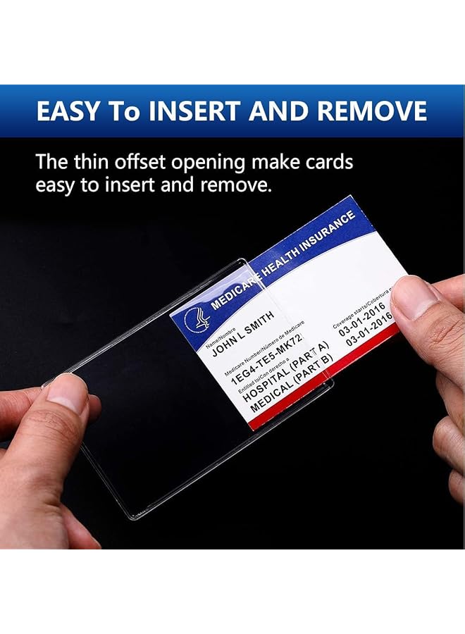 erorex 100 Pcs Clear New Medicare Card Protector Pvc Soft Waterproof Plastic Card Holder Transparent Credit Card Sleeves Business Card Sleeves Frosted Id Protector Social Security Card - Image 3