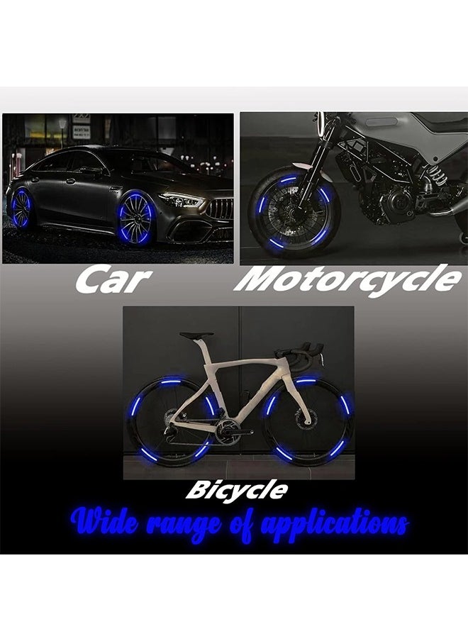 HY 20 Pcs Reflective Car Wheel Decorative Stripe Stickers, Night Safety Warning Car Stickers, Anti-Scratch Reflective Stickers Car Motorcycle Wheel Safety Decorative Car Decals Universal (Blue)  - Image 2