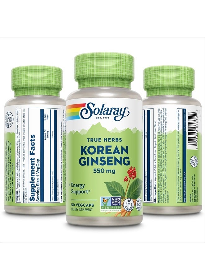 SOLARAY Solaray Korean Ginseng 550 mg - Ginseng Root - Stress, Physical Endurance and Energy Supplements - Non-GMO, Vegan, Lab Verified - 50 Servings, 50 VegCaps - Image 3