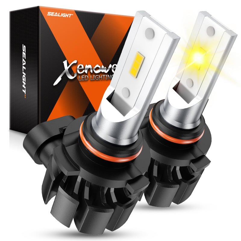 SEALIGHT 9145 H10 Yellow LED Fog Light Bulbs 13000LM 600 Brightness 9045 H10 Led Bulb Yellow Fog Lamps 3000K Amber Strong Penetration 9140 9040 LED Fog Light Bulbs Replacement for CarsPack of 2