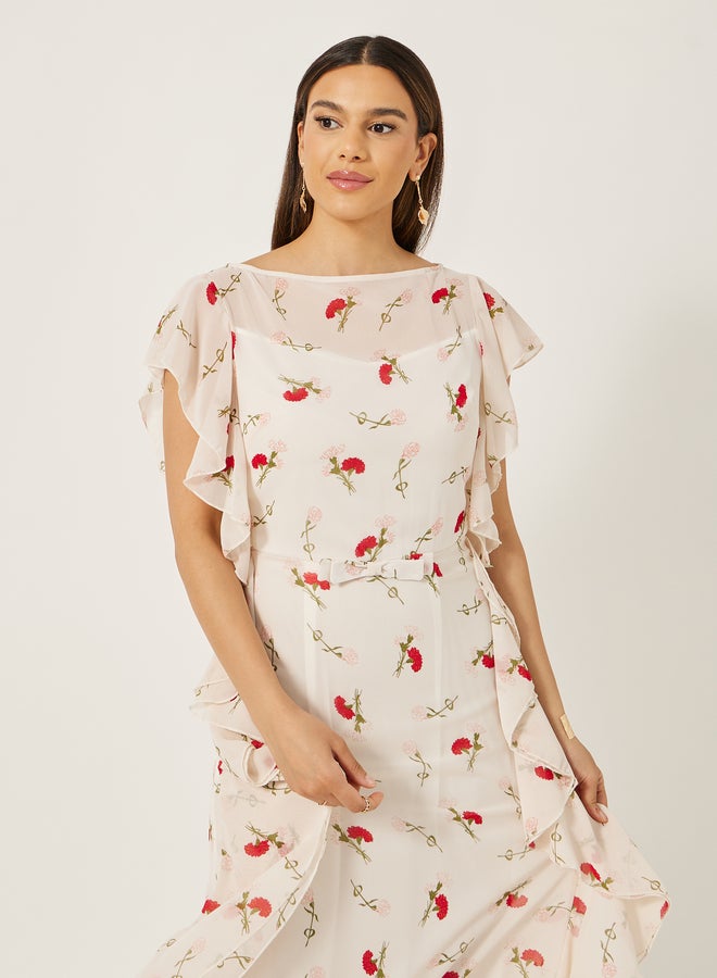 Styli Floral Ruffle Maxi Dress  - Image 3