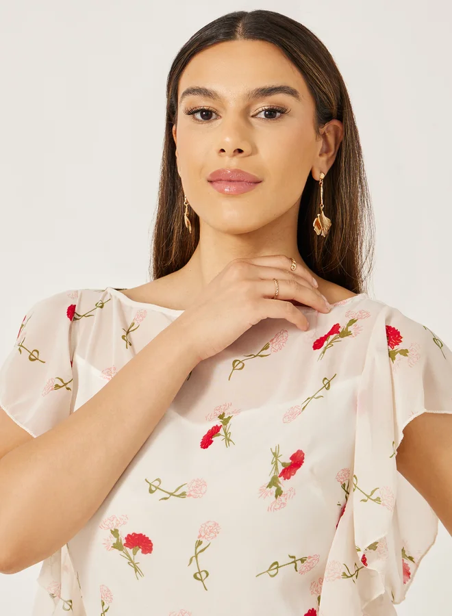 Styli Floral Ruffle Maxi Dress