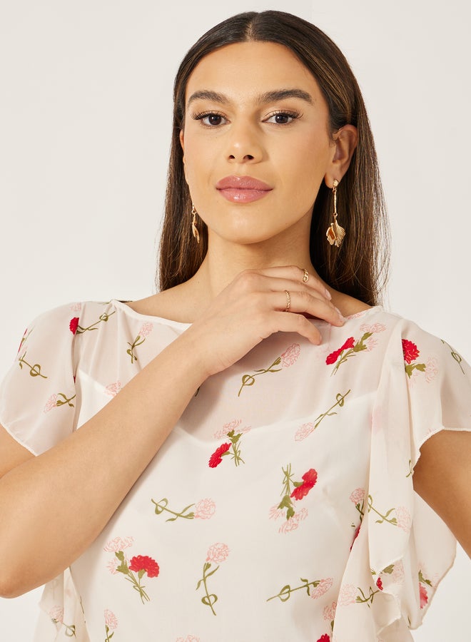 Styli Floral Ruffle Maxi Dress  - Image 4