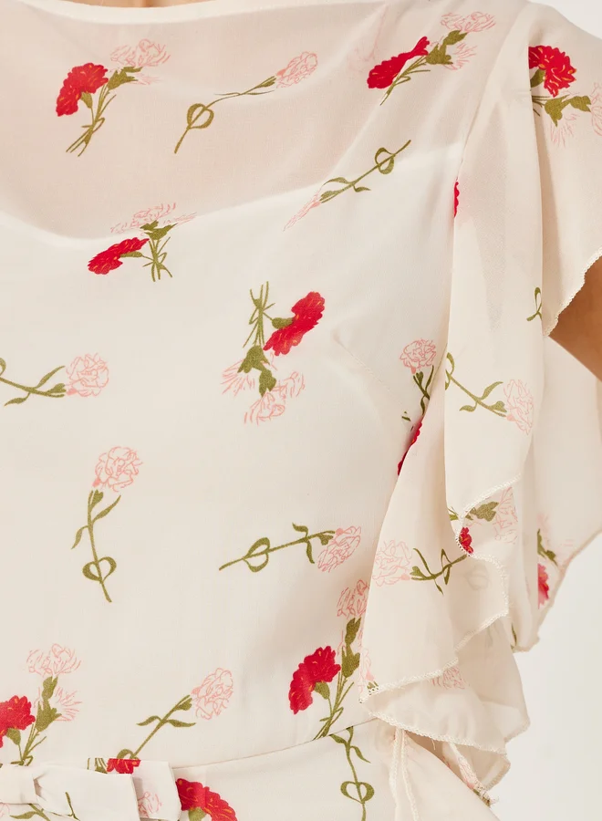 Styli Floral Ruffle Maxi Dress