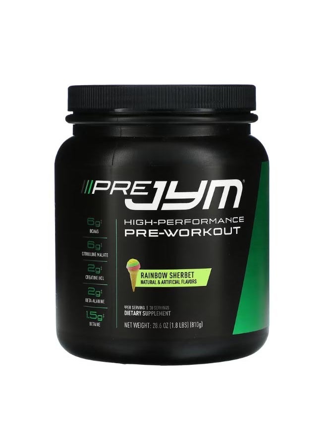 JYM Supplement Science - Pre JYM High Performance Pre Workout Rainbow Sherbet 1.8 lbs 810 g - Image 1
