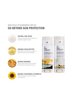 raw elements Raw Elements Mike Field Lip Sunscreen - SPF 30, UVA-UVB Protection, Reef-Safe, Non-Nano Zinc, Water Resistant, 0.15 oz (2 Pack)  - Image 3