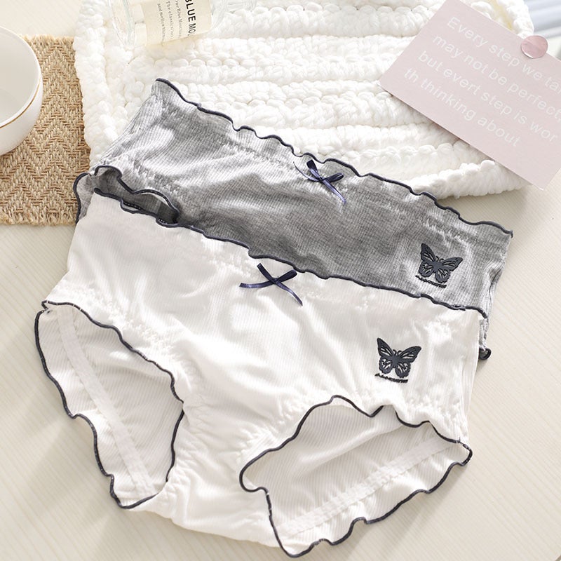 Cute Butterfly Print Cotton Girls Panties Coconut White - Image 5