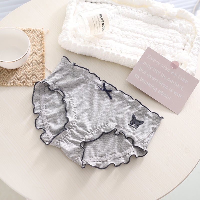 Cute Butterfly Print Cotton Girls Panties Coconut White - Image 2