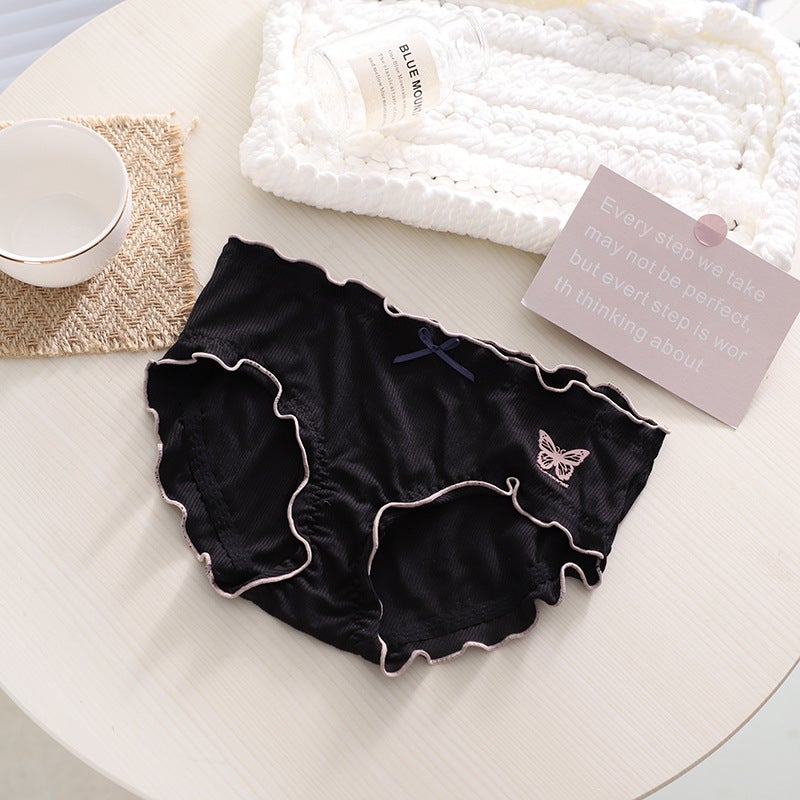Cute Butterfly Print Cotton Girls Panties Coconut White - Image 3