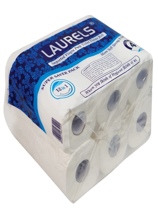 LAURELS 4 Ply Toilet Tissue Paper Roll - Pack of 12 (145 Pulls Per Toilet Roll, Total 1740 Pulls) (Blue) - Image 3