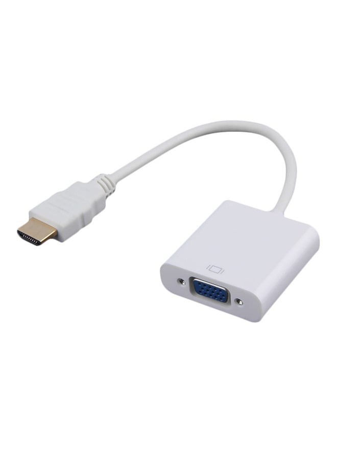 HDMI To VGA Video Converter Adapter With AUX Cord White