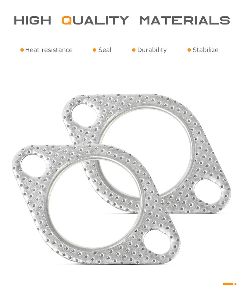 SCUARI 2PCS Exhaust Gasket,Car Accessories Exhaust Flange Gasket,Muffler Gasket,Catalytic Converter Gasket,Exhaust Flange Repair Kit with Bolt & Nut,Fit for Car,Truck,Replace #120-06310-0002 (2inch) - Image 3