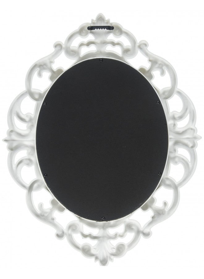 Kole Imports Oval Vintage Wall Mirror, White, 11.5 x 15 Inch - Image 3