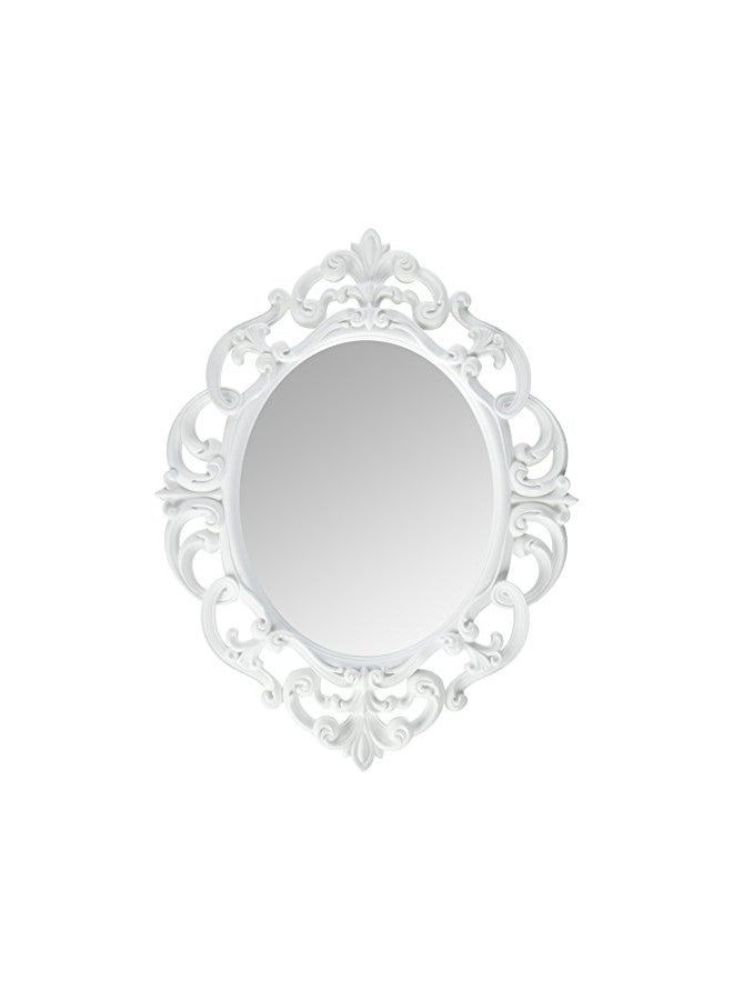 Kole Imports Oval Vintage Wall Mirror, White, 11.5 x 15 Inch - Image 1