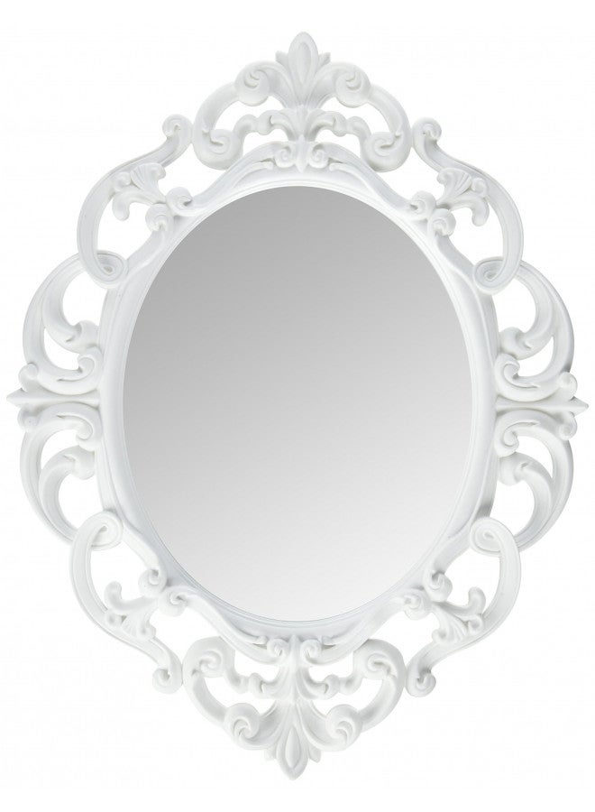 Kole Imports Oval Vintage Wall Mirror, White, 11.5 x 15 Inch - Image 2