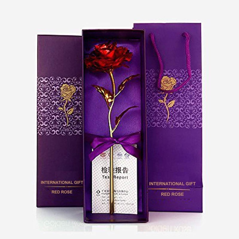 Case Creation Creative Gifts 24K Red Rose 10 INCHES with Gift Box Best Gift for Loves Ones Valentines Day Mothers Day Anniversary Birthday - Image 1
